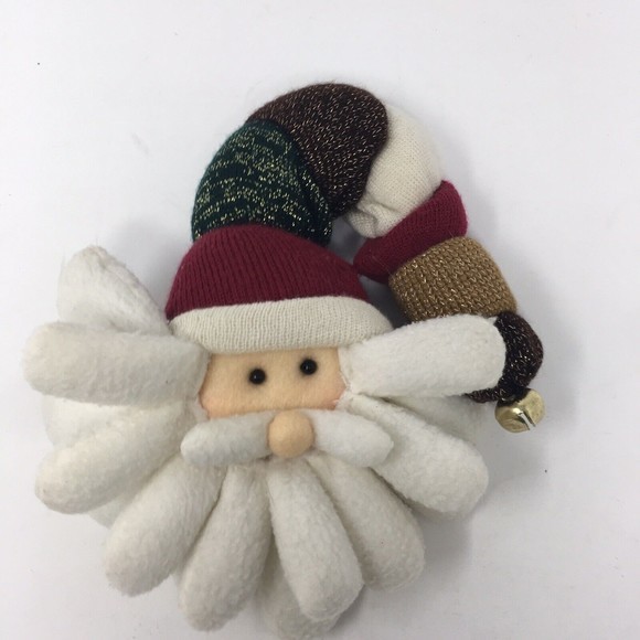 Stuffed Plush Santa Claus‎ Head w/ Jingle Bell hat Christmas Holiday Decor  9" - Picture 7 of 8